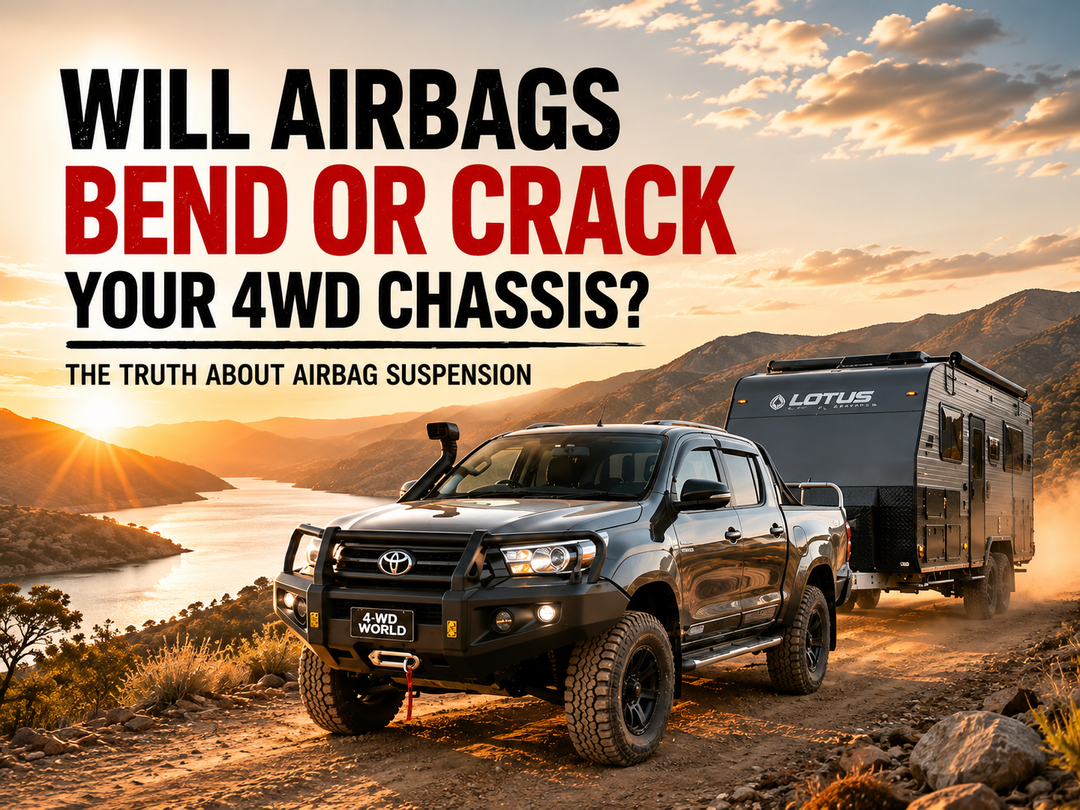 4WD towing a caravan illustrating airbag suspension and chassis load support