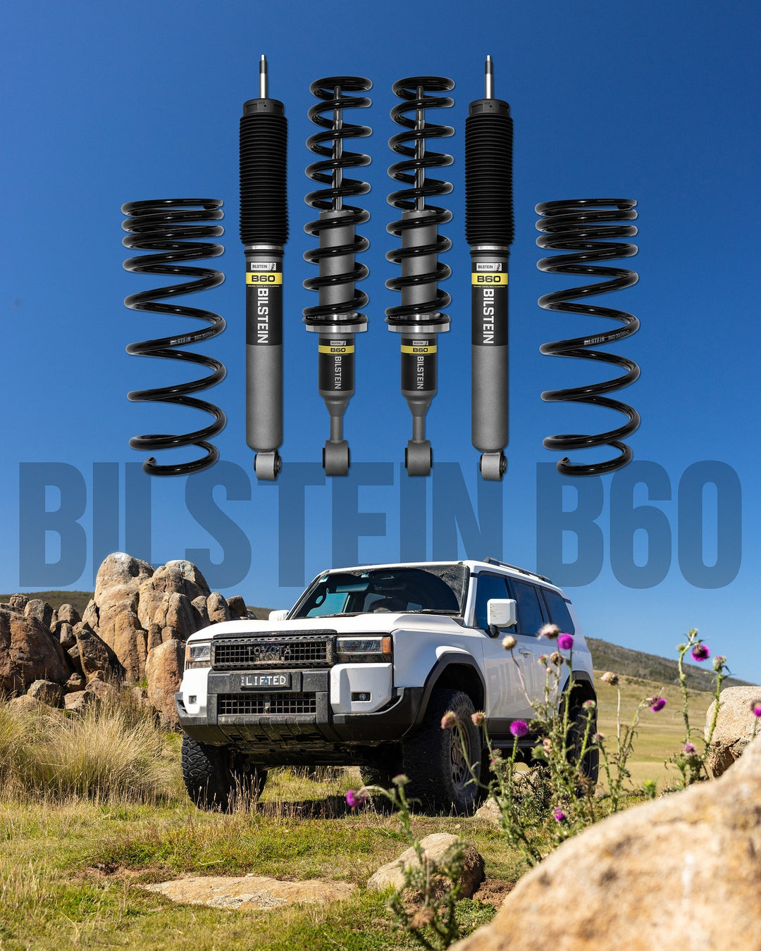 Toyota Landcruiser Prado 250 Series Front and Rear B60 Bilstein Shock Absorbers 2024-